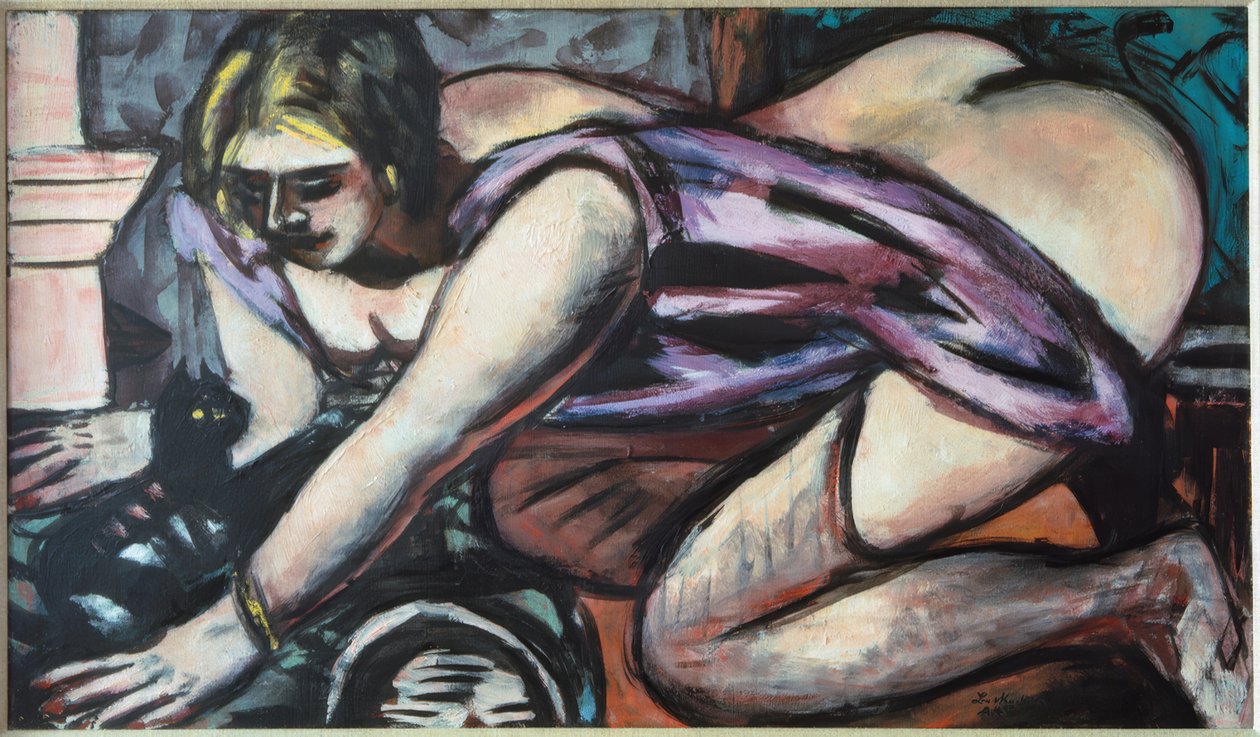 Mezzo nudo con gatto da Max Beckmann
