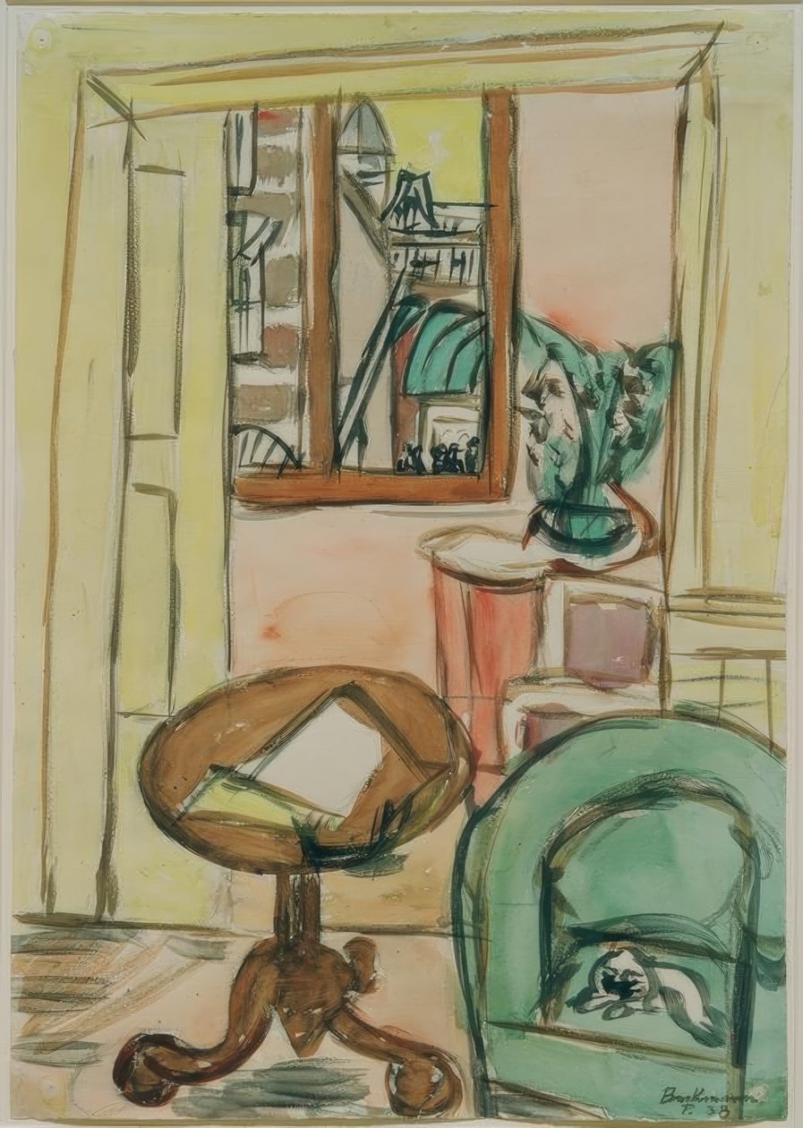 Interno con tavolo rotondo da Max Beckmann