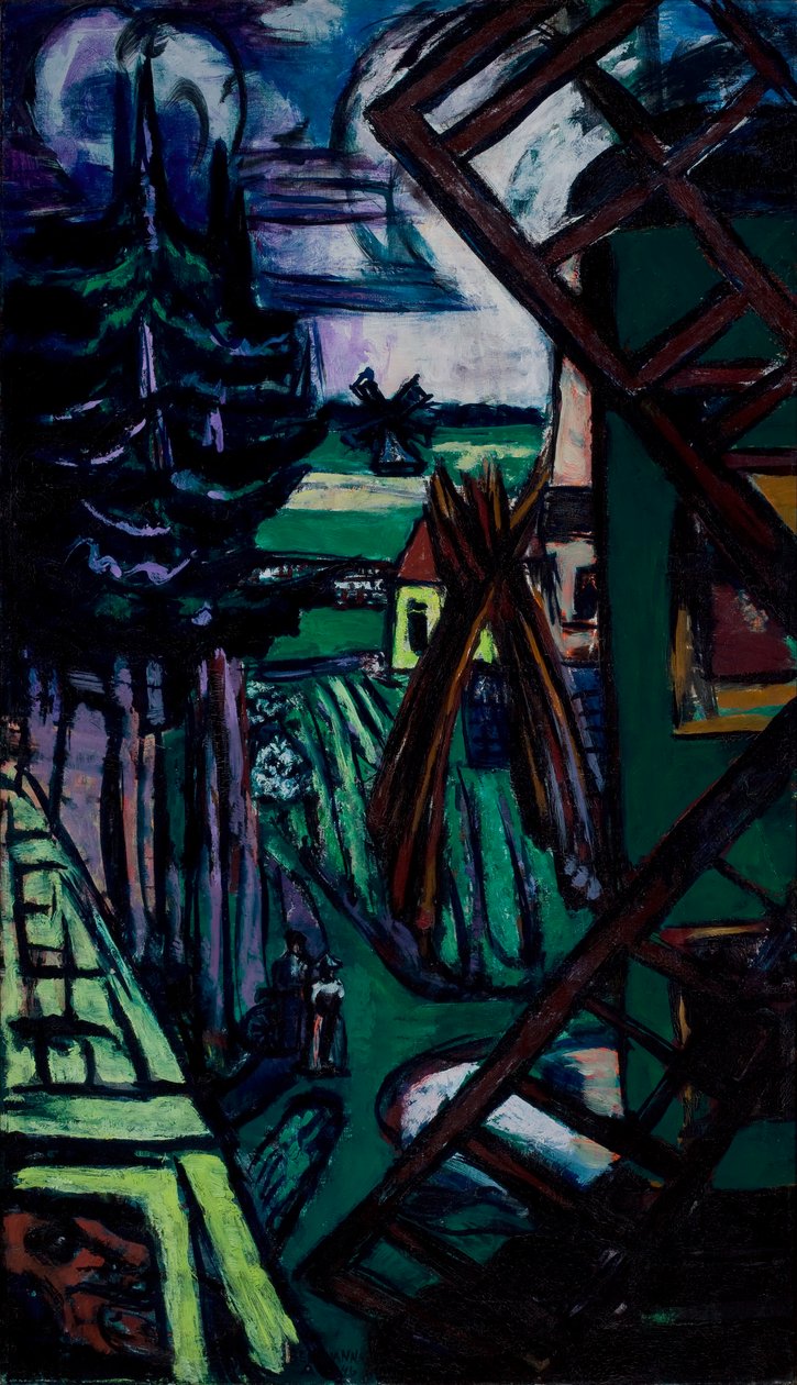 Grande paesaggio di Laren con mulino a vento da Max Beckmann