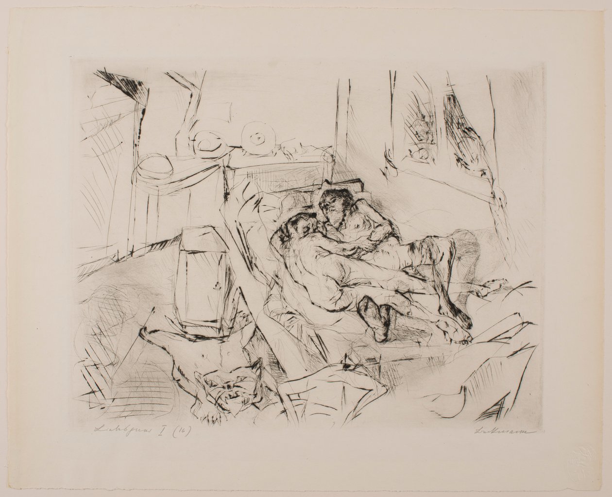 Amanti I, tavola 4 dal portfolio “Volti” da Max Beckmann