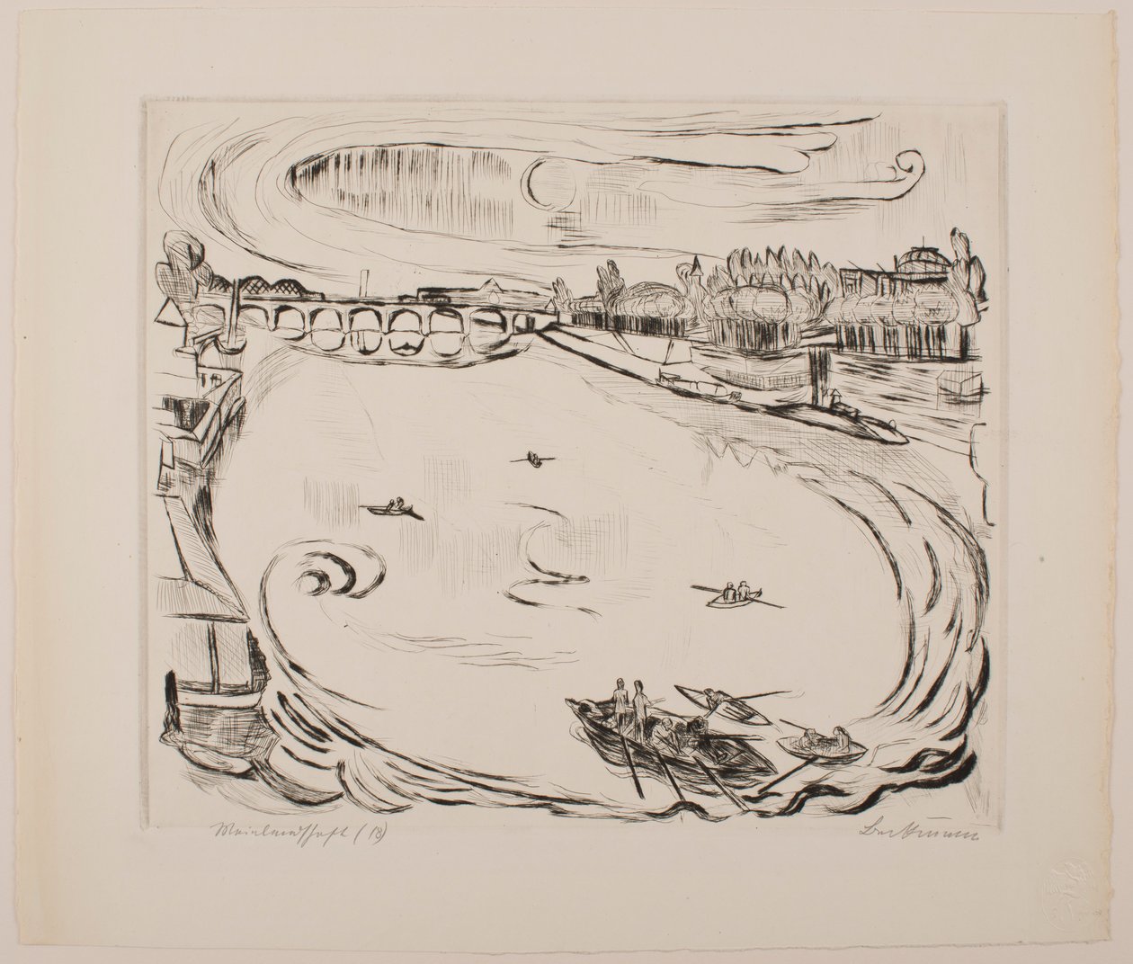 Paesaggio del fiume Main, tavola 6 dal portfolio “Volti” da Max Beckmann