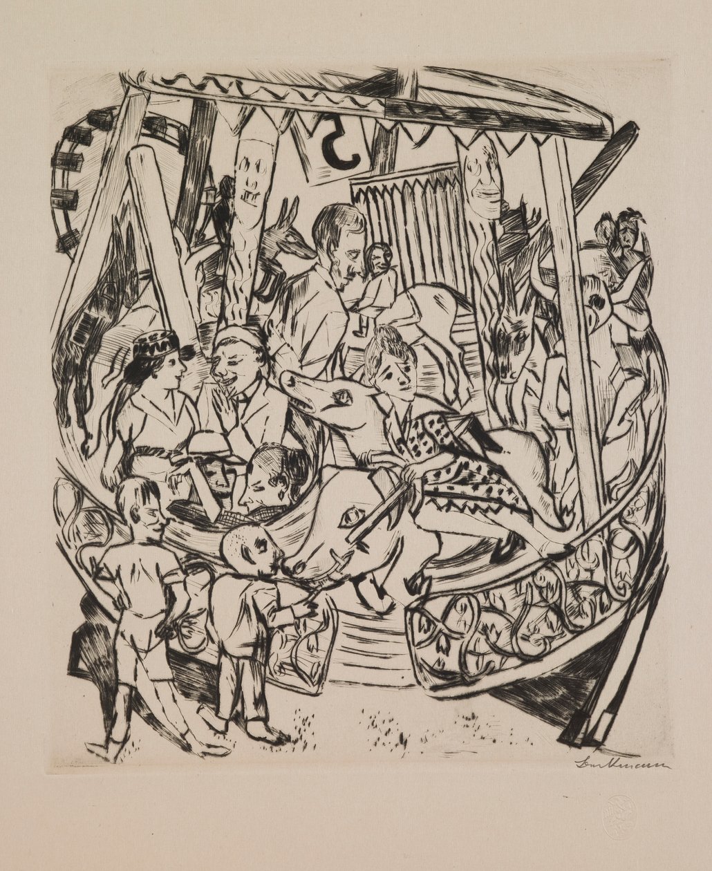 Giostra, tavola 7 dal portfolio "Fiera annuale" da Max Beckmann