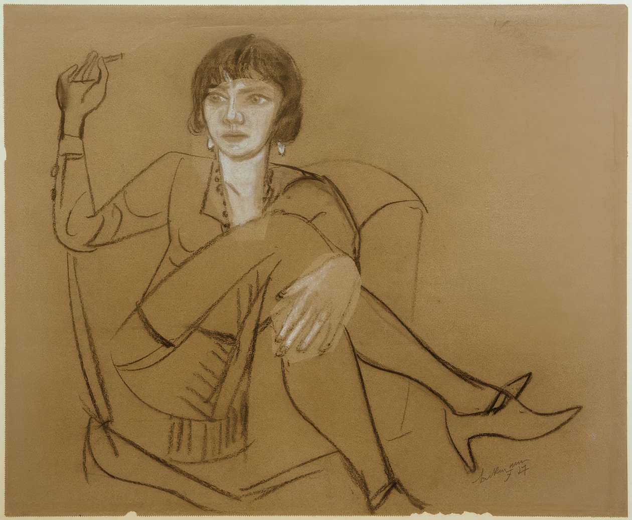 Quappi, fumando nella poltrona del club da Max Beckmann