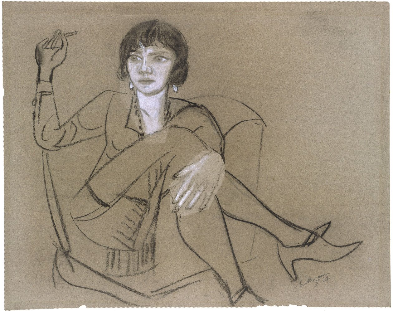Quappi in poltrona, fumando da Max Beckmann
