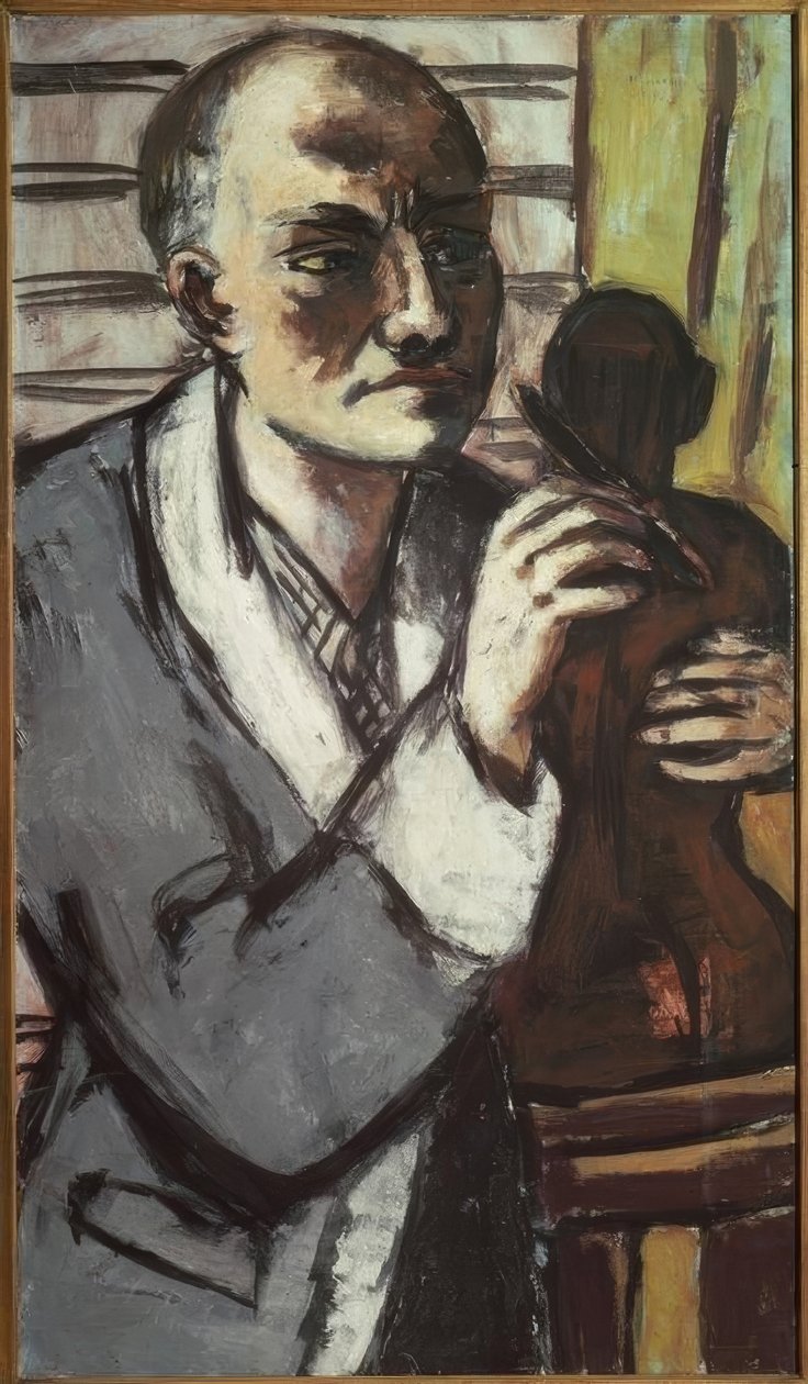 Autoritratto con vestaglia grigia da Max Beckmann