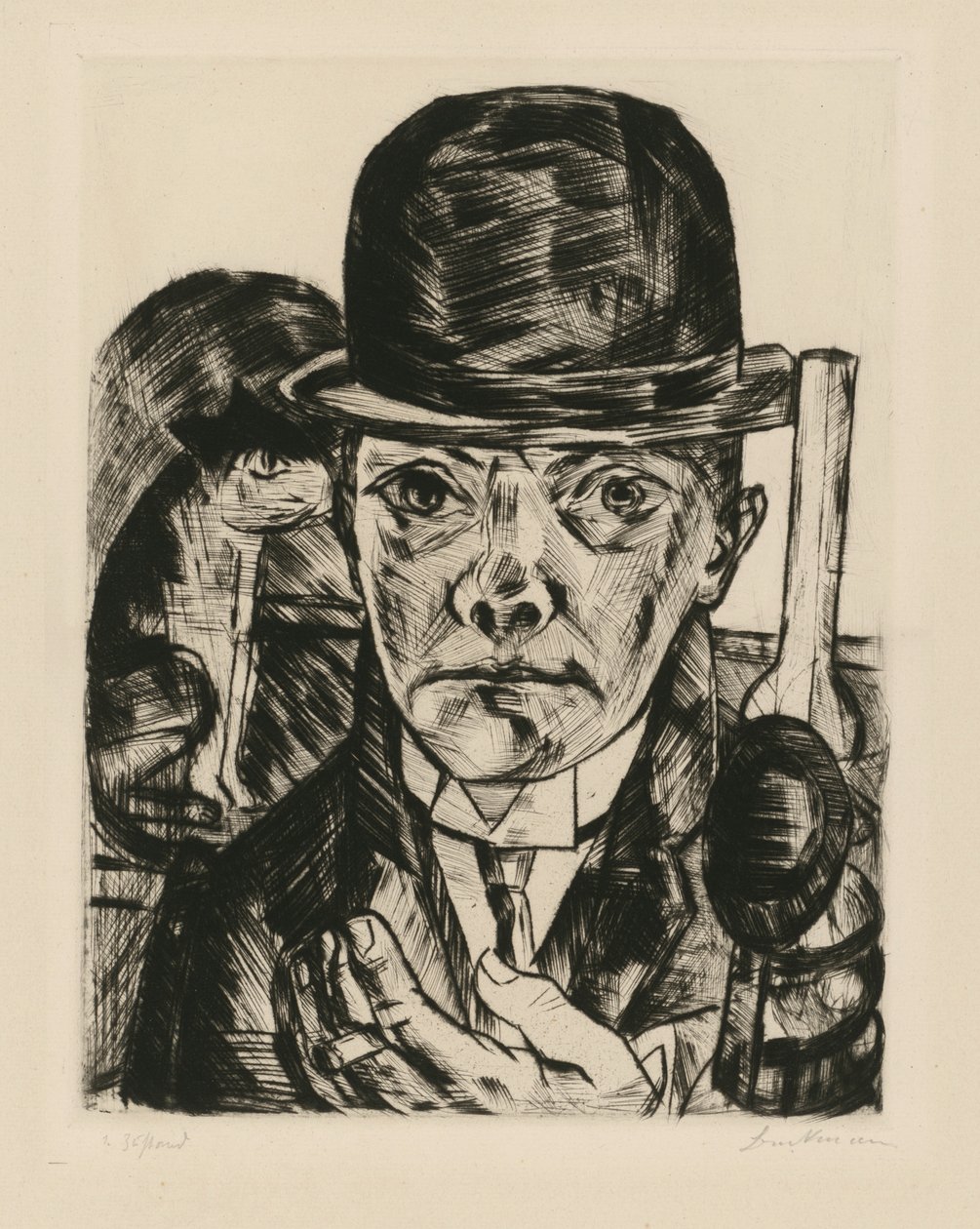 Autoritratto con cappello a tesa rigida da Max Beckmann