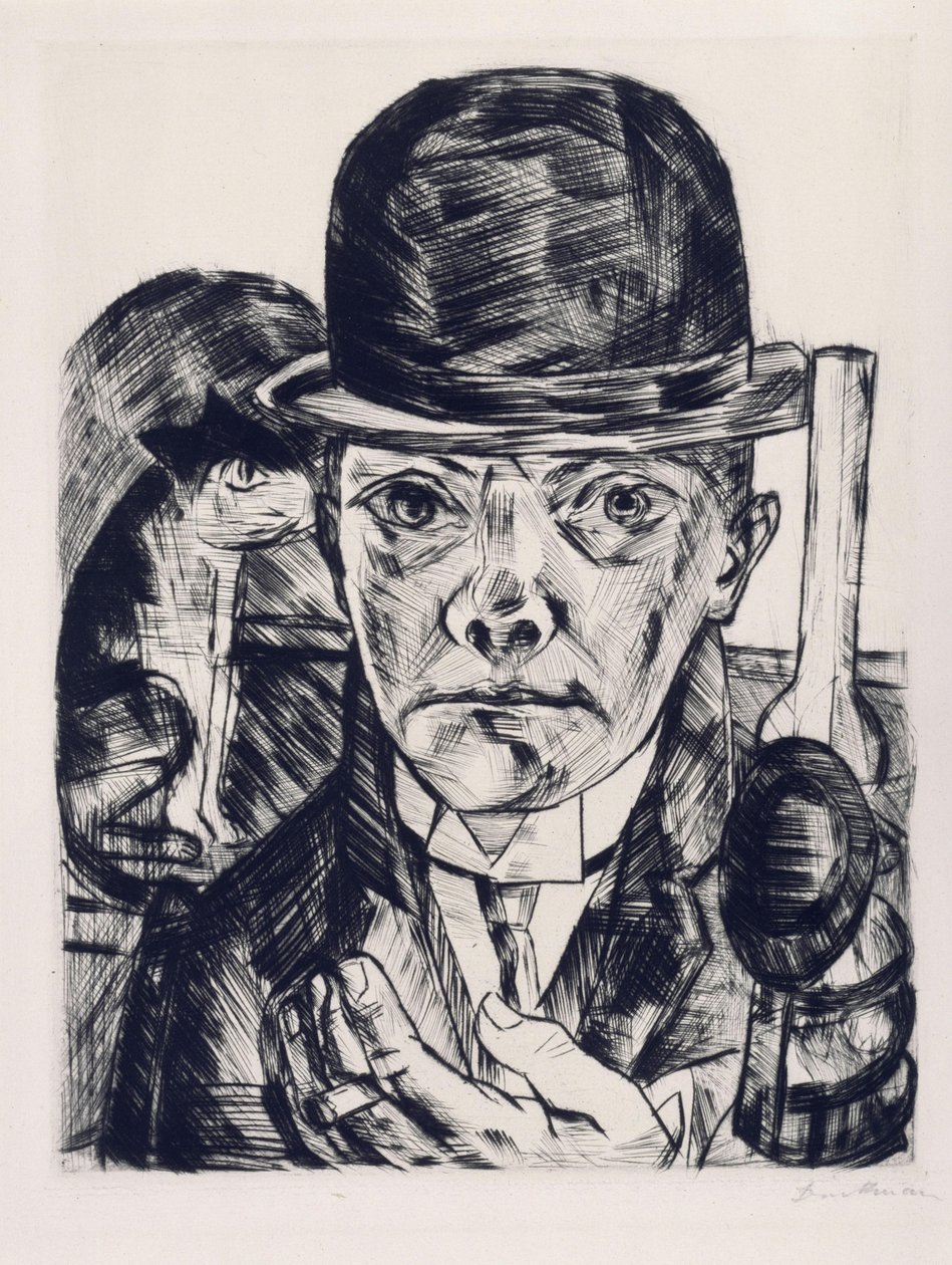 Autoritratto con cappello a tesa rigida da Max Beckmann