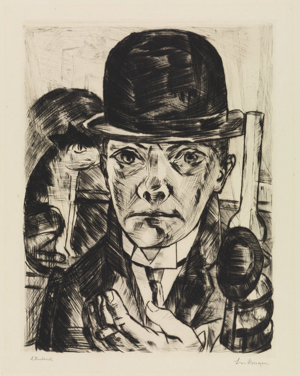 Autoritratto con cappello rigido da Max Beckmann
