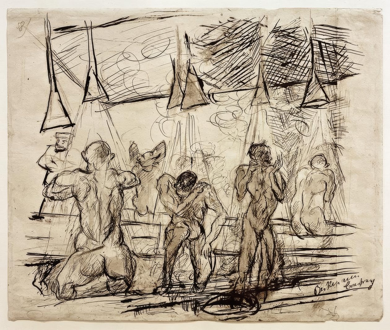 Bagno dei soldati – soldati sotto la doccia da Max Beckmann