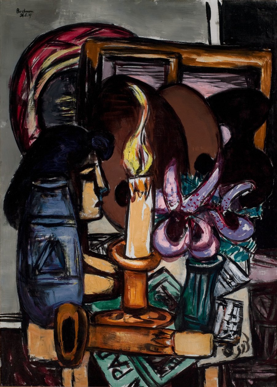 Natura morta con due grandi candele da Max Beckmann