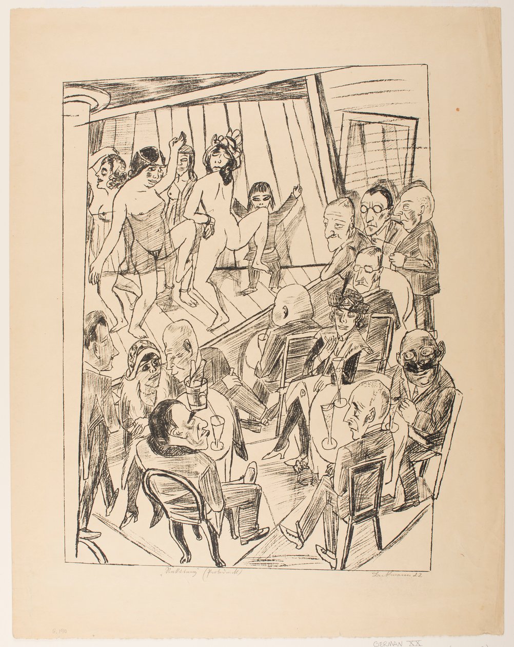 Spogliarello, tavola 4 dalla serie “Viaggio a Berlino 1922” da Max Beckmann