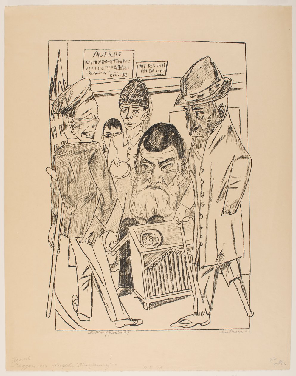 I mendicanti, tavola 7 dalla serie "Viaggio a Berlino 1922" da Max Beckmann