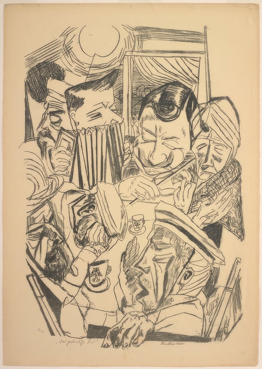Il canto patriottico, tavola nove da Die Hölle da Max Beckmann