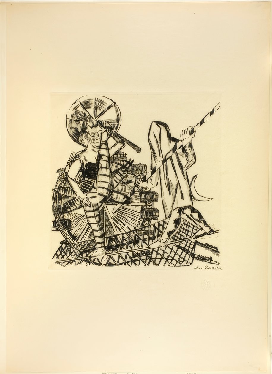 I funamboli, tavola otto da Jahrmarkt da Max Beckmann
