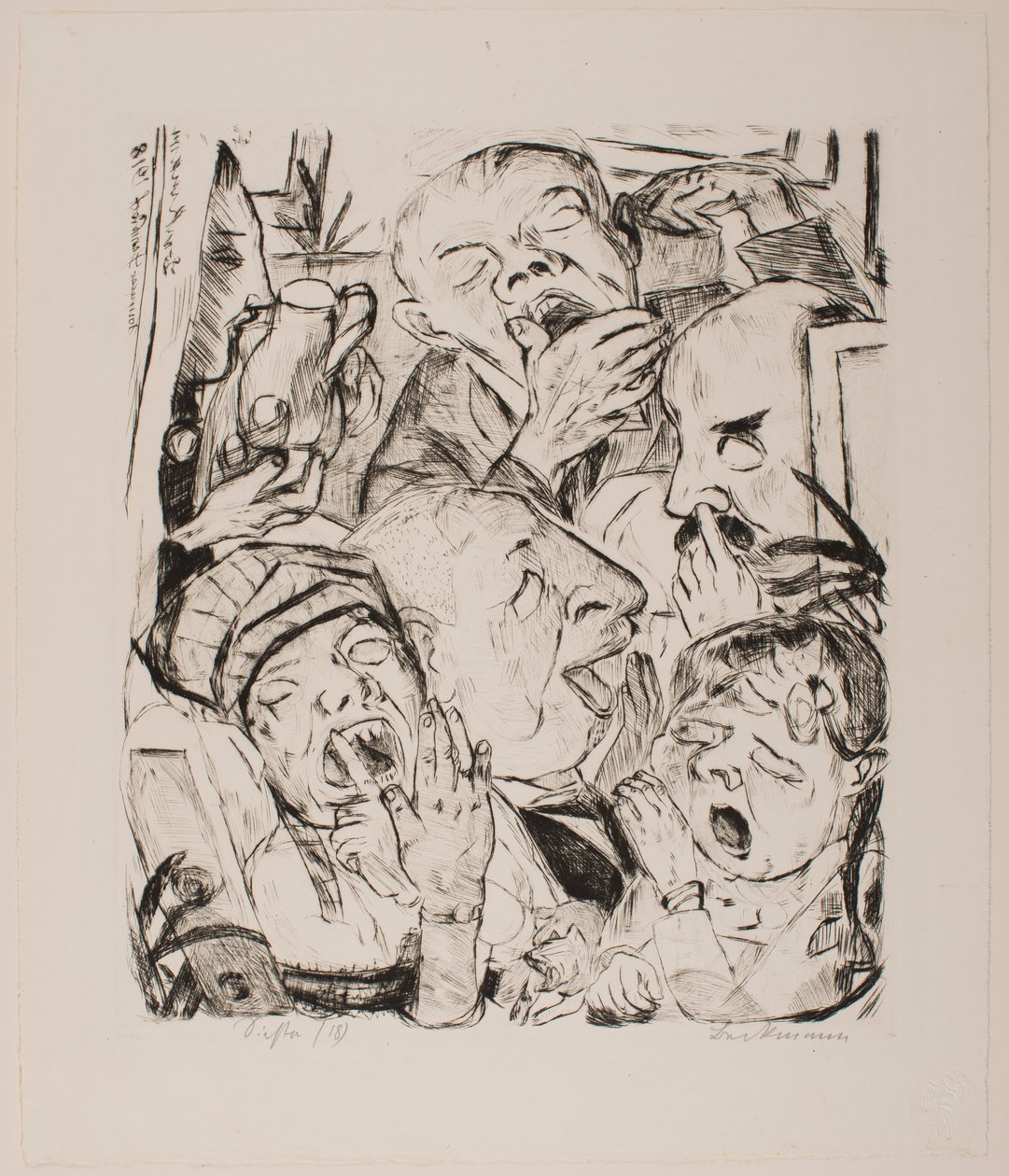 Gli sbadiglianti, tavola 7 dal portfolio "Volti" da Max Beckmann