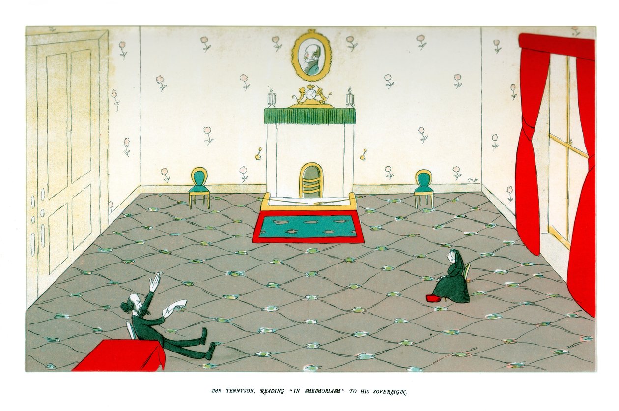 Mr Tennyson, legge In Memoriam al suo Sovrano, 1904 da Henry Maximilian Beerbohm