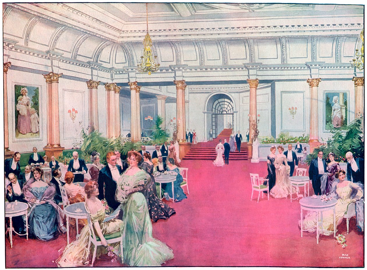 Il foyer del Savoy Restaurant, Londra, 1905 da Max Cowper