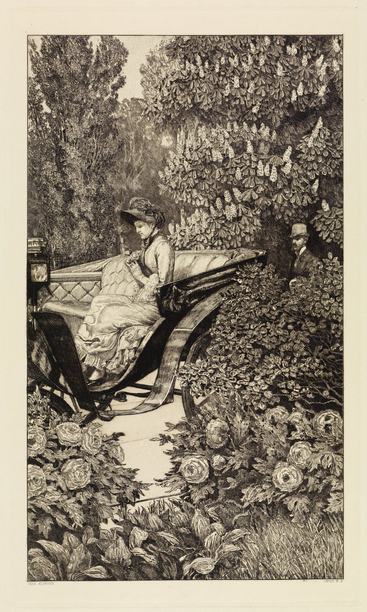Incontro (Primo incontro) (Un amore, Opus X, foglio 2) da Max Klinger