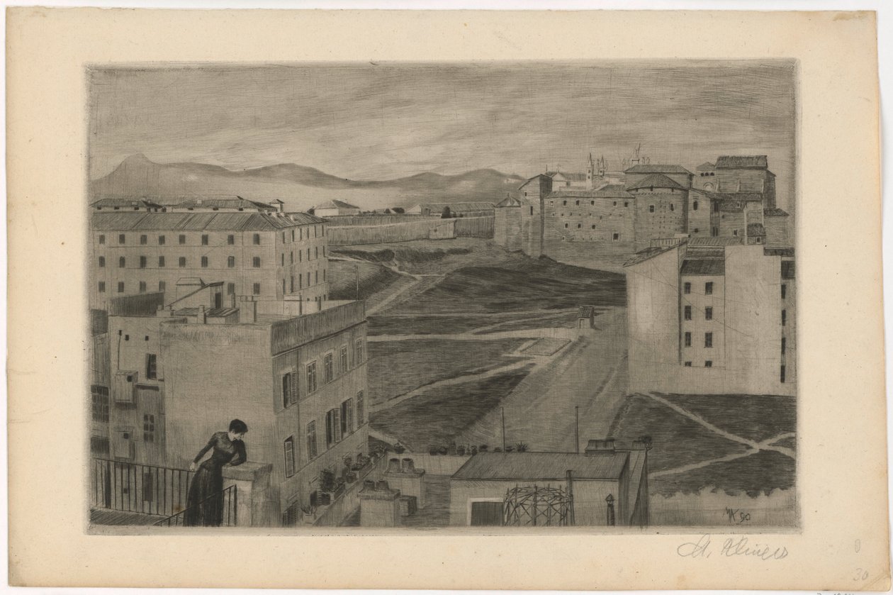 Veduta dalla finestra dello studio a Roma da Max Klinger