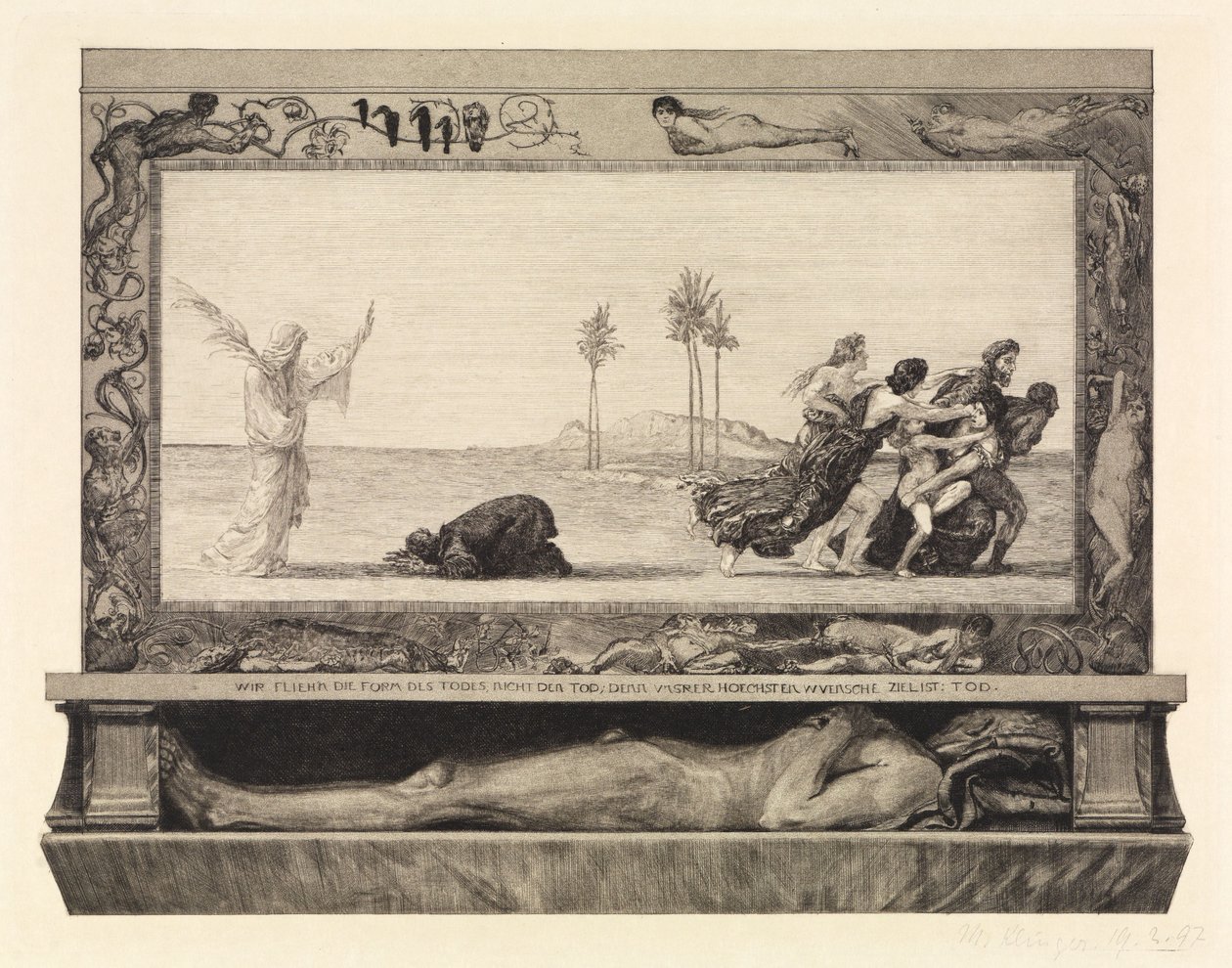 La morte come salvatrice (Sulla morte, prima parte, Opus XI, foglio 10) da Max Klinger