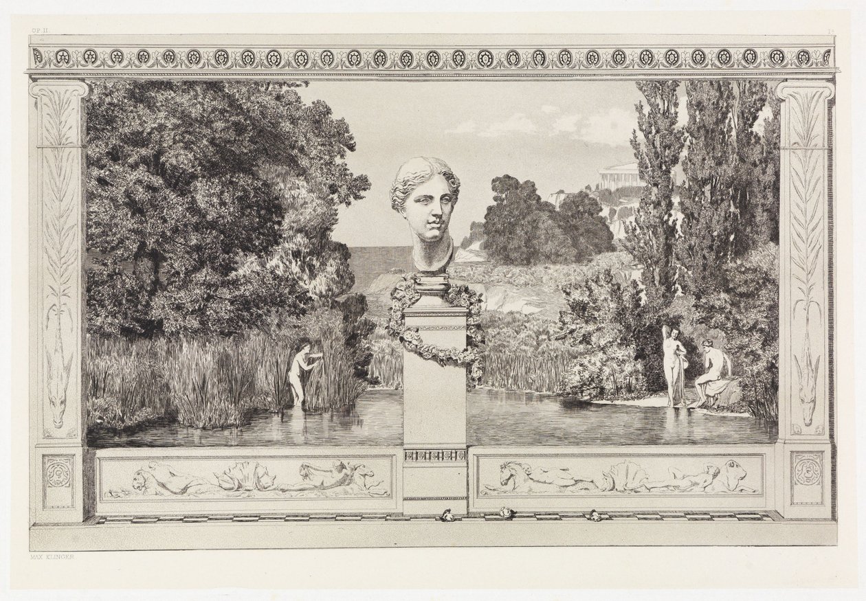 Evocation (Foglio di copertina / Foglio di espansione) (Salvataggi delle vittime ovidiane, Opus II, foglio 1a) da Max Klinger