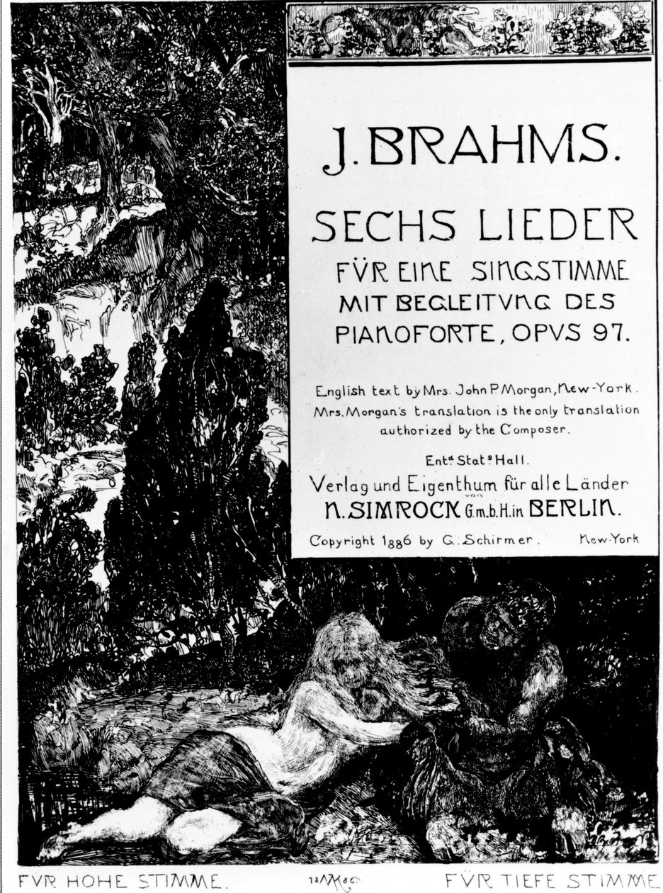 Frontespizio di "Sei Lieder opus 97" (Sechs Lieder opus 97) di Johannes Brahms (1833-1897) da Max Klinger