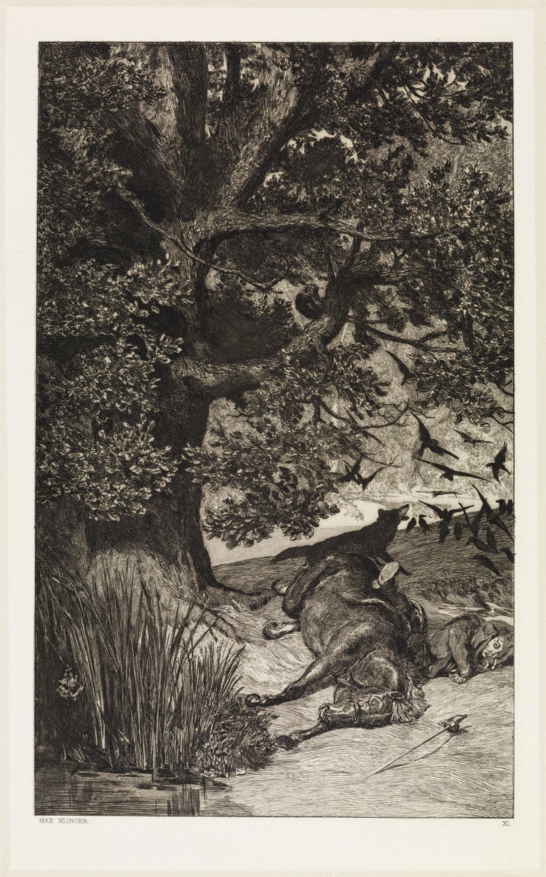 Cavaliere caduto (Intermezzi, Opus IV, tavola 11) da Max Klinger