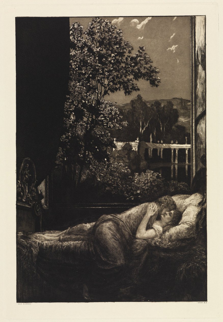 Notte (Felicità) (Un amore, Opus X, foglio 5) da Max Klinger