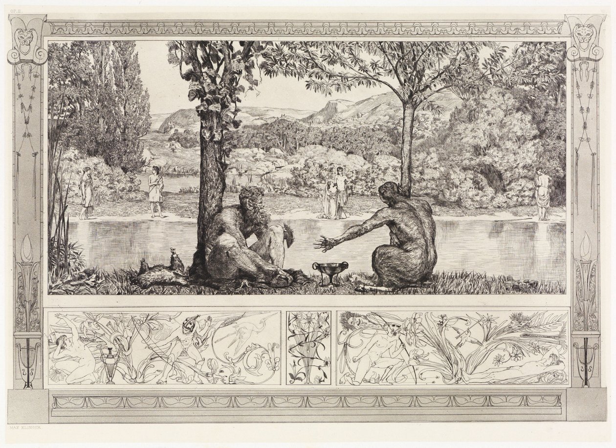 Narciso ed Eco I (Salvataggi di vittime ovidiane, Opus II, tavola 7) da Max Klinger