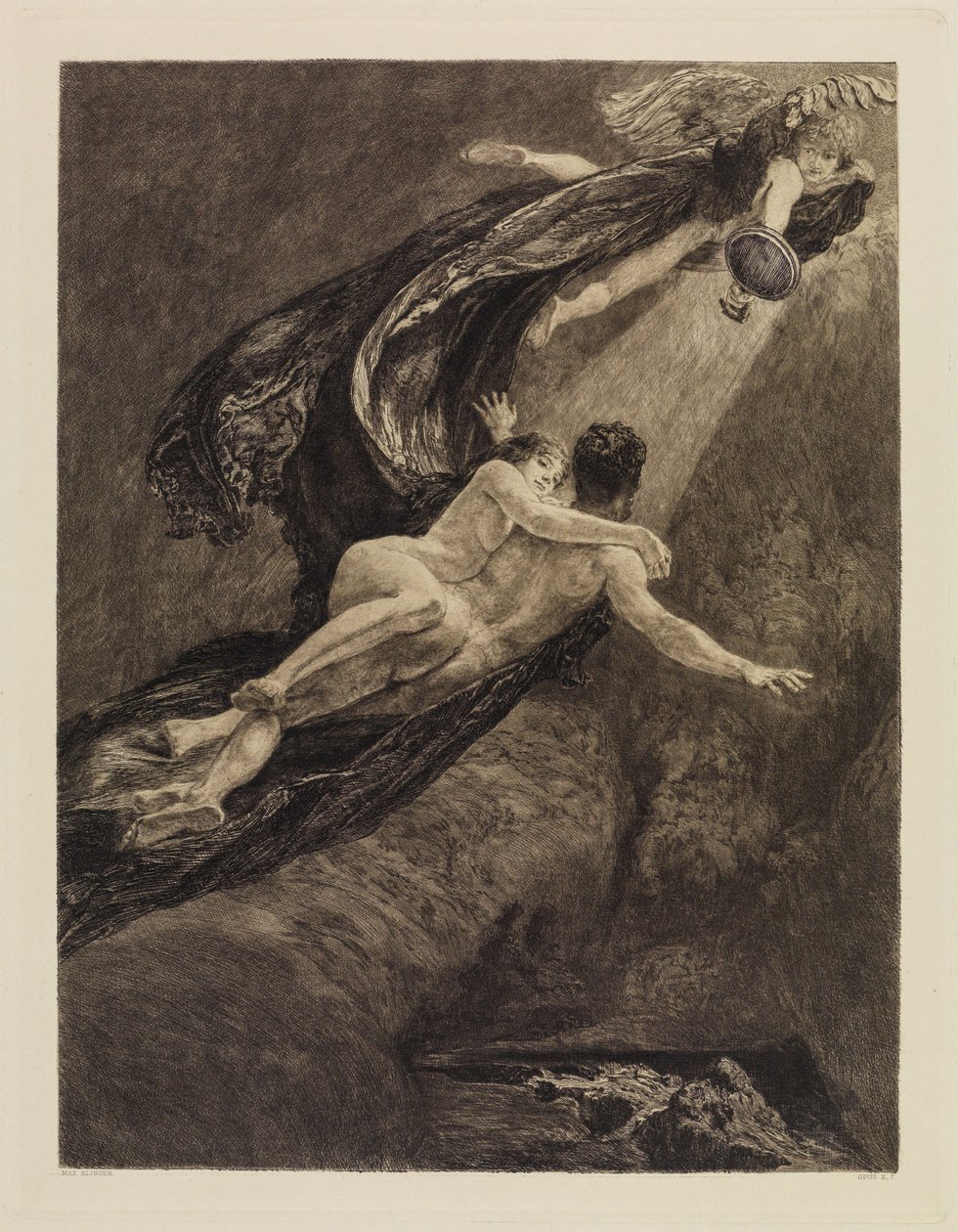 Nuovi sogni (Nuovi sogni di felicità) (Un amore, Opus X, tavola 7) da Max Klinger