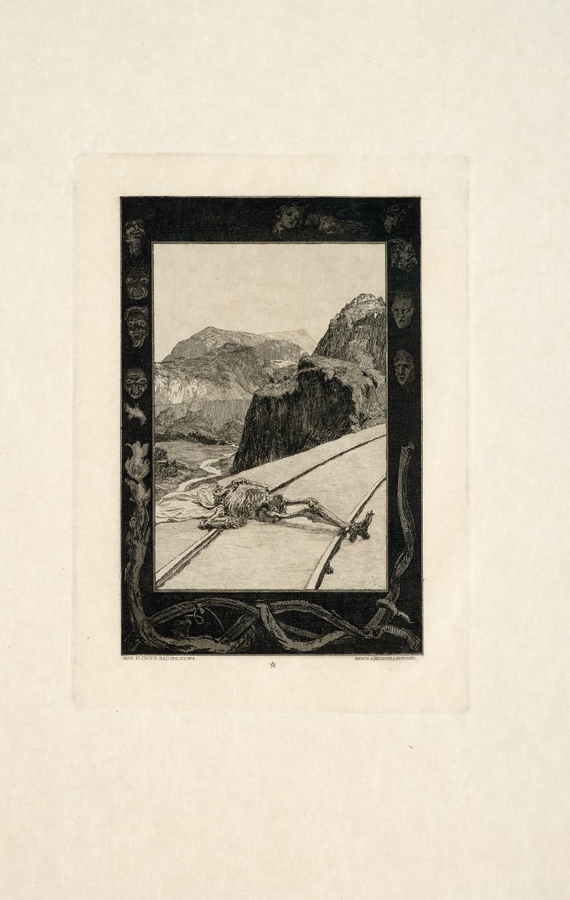 Sui binari, tavola otto da Sulla morte, Parte I da Max Klinger