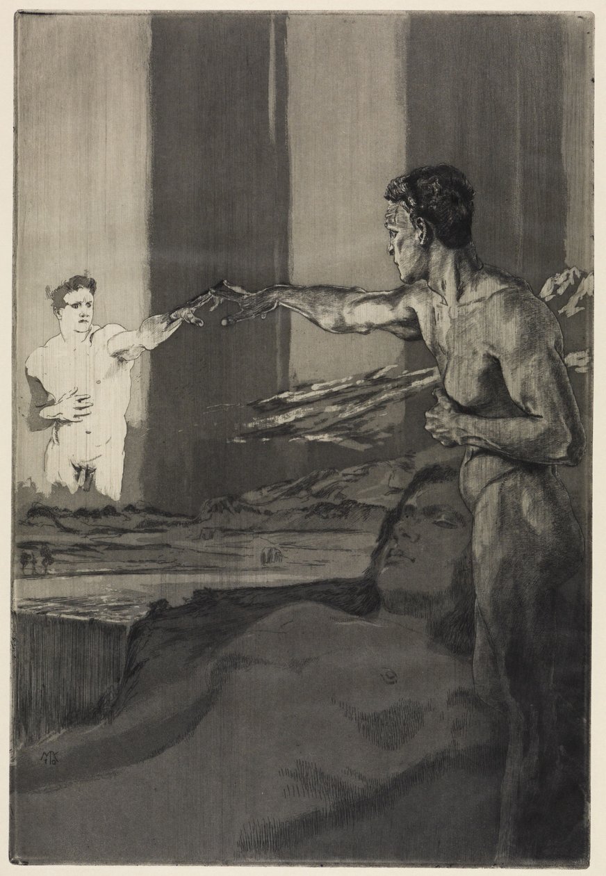 Filosofo (Della morte, seconda parte, opus XI, tavola 4) da Max Klinger