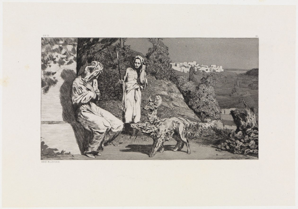 Piramo e Tisbe II (Salvataggi delle vittime ovidiane, Opus II, foglio 3) da Max Klinger