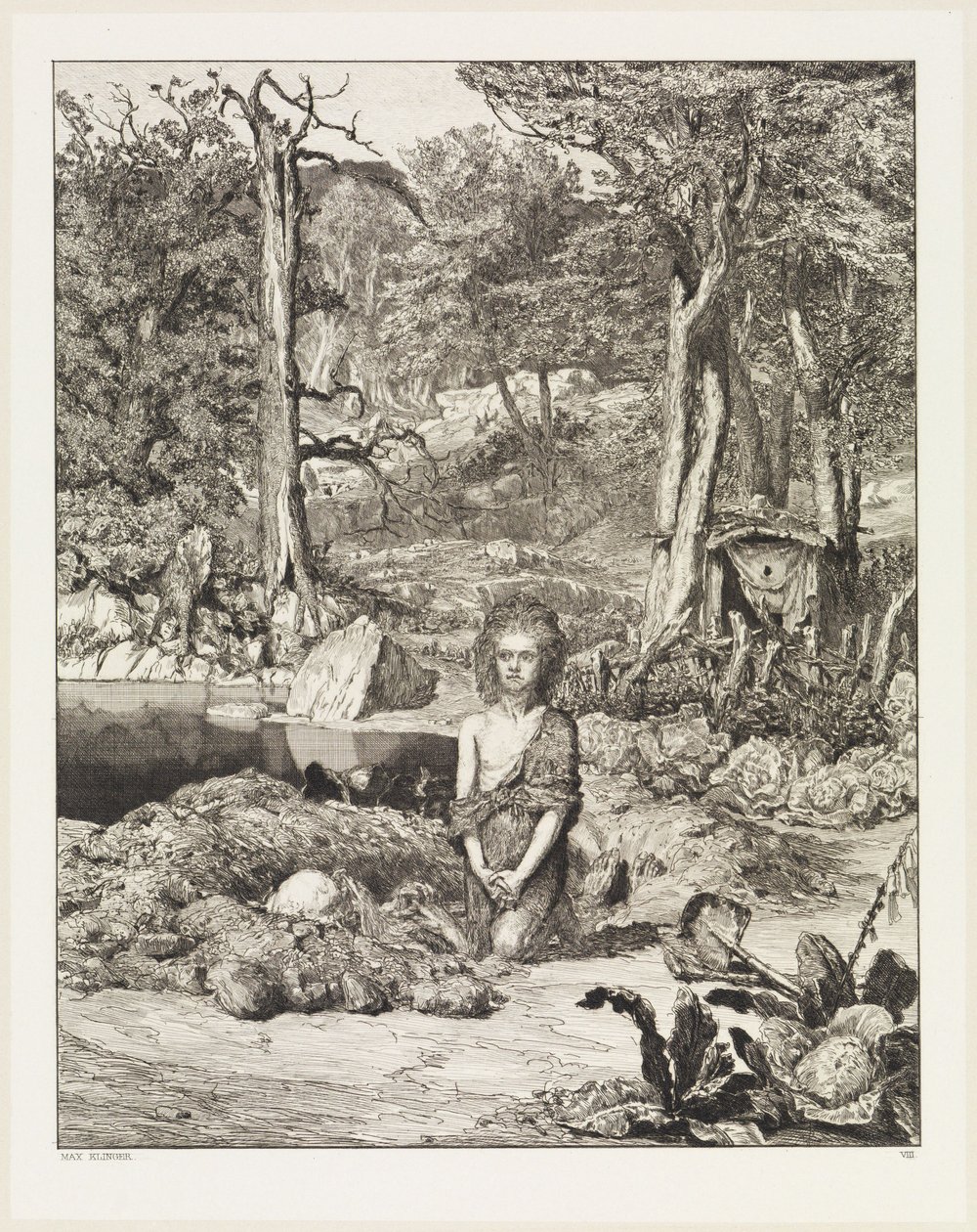 Simplicius presso la tomba dell’eremita (Intermezzi, Opus IV, tavola 8) da Max Klinger