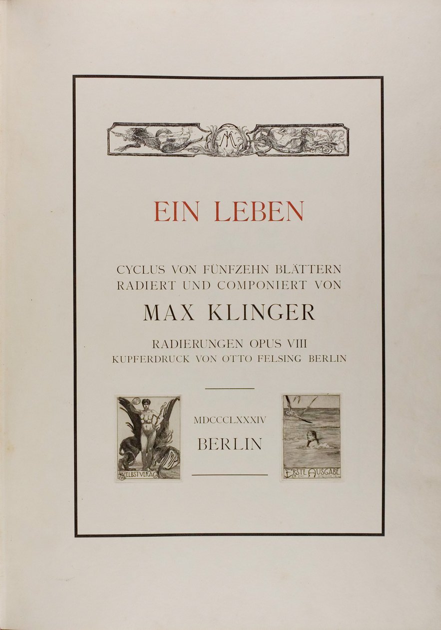 Frontespizio: Una vita da Max Klinger