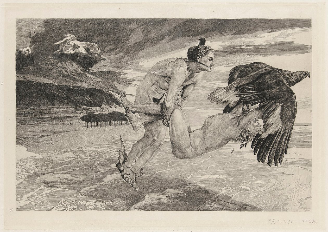 Rapimento di Prometeo, tavola 14, Fantasia di Brahms, Op. XII da Max Klinger