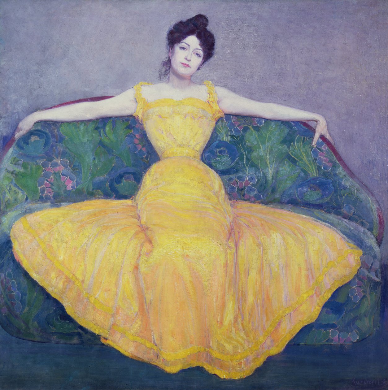 Signora in abito giallo da Max Kurzweil