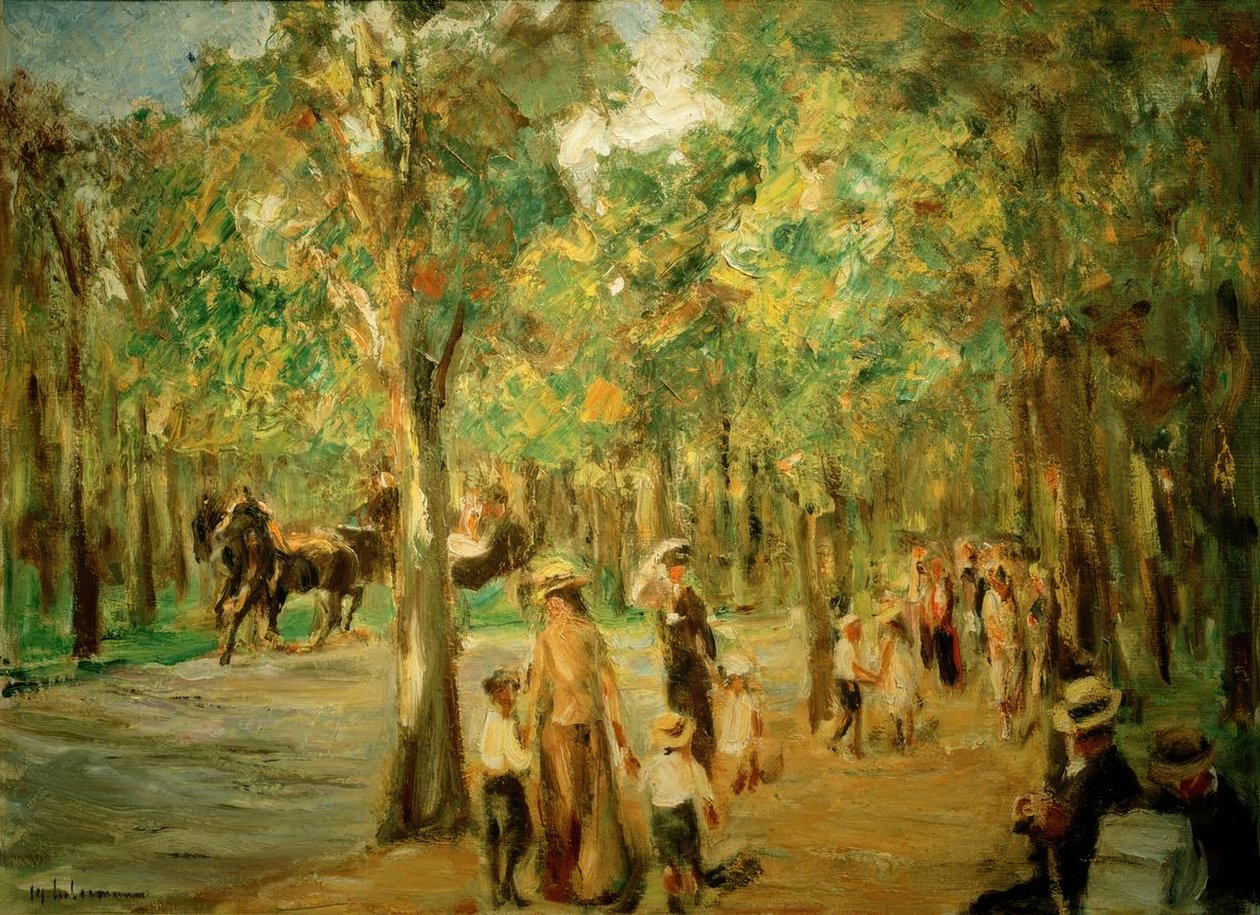 Viale nel Tiergarten con passeggiatori e carrozza da Max Liebermann