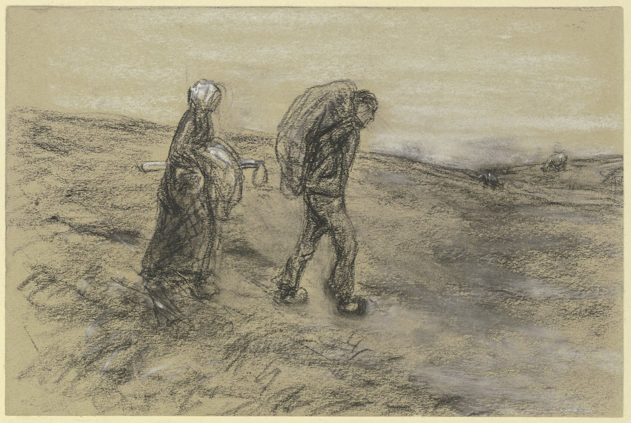 Lavoratore che torna dal lavoro nei campi con la moglie da Max Liebermann