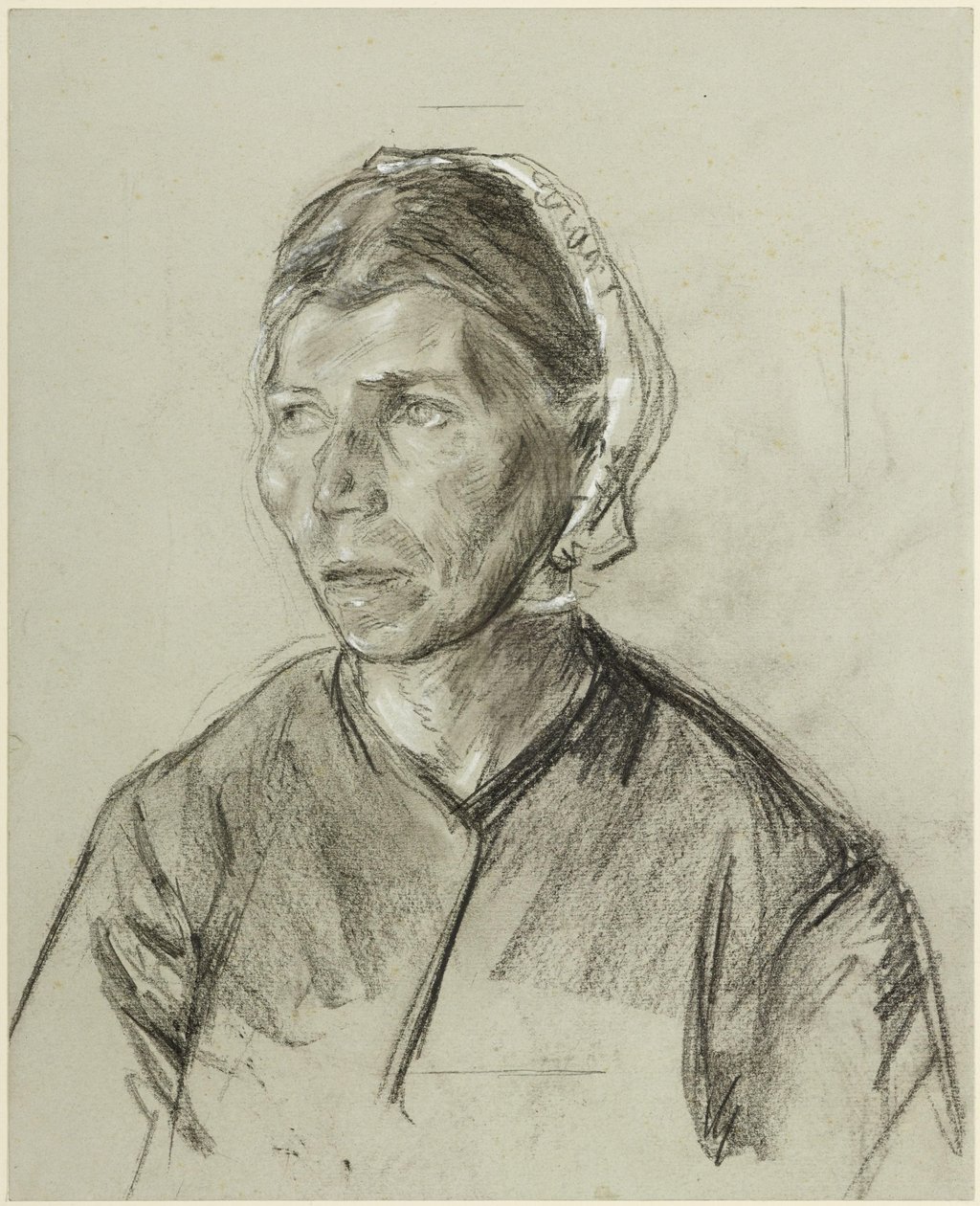 Ritratto a mezzo busto di una donna anziana con cuffia da Max Liebermann