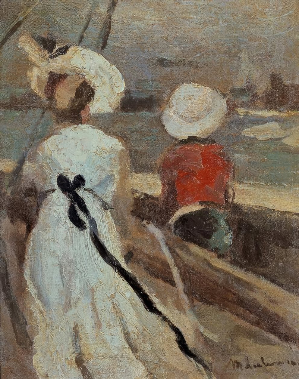 Donna con bambino in barca a vela da Max Liebermann