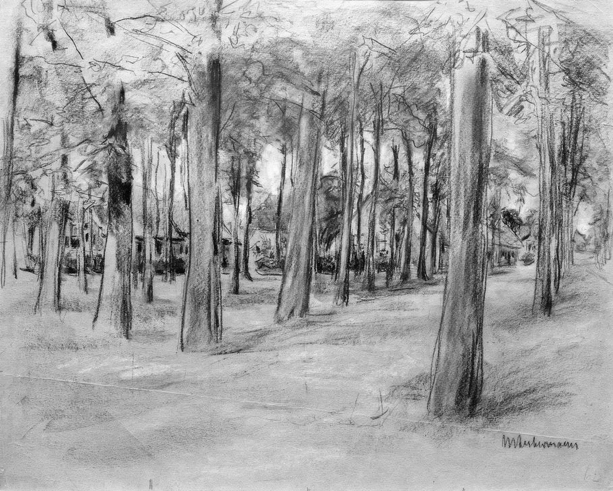 Case dietro gli alberi - Il Brink a Laren da Max Liebermann