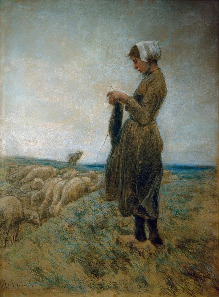Ragazza pastorella olandese (Pastorella che fa la maglia) da Max Liebermann