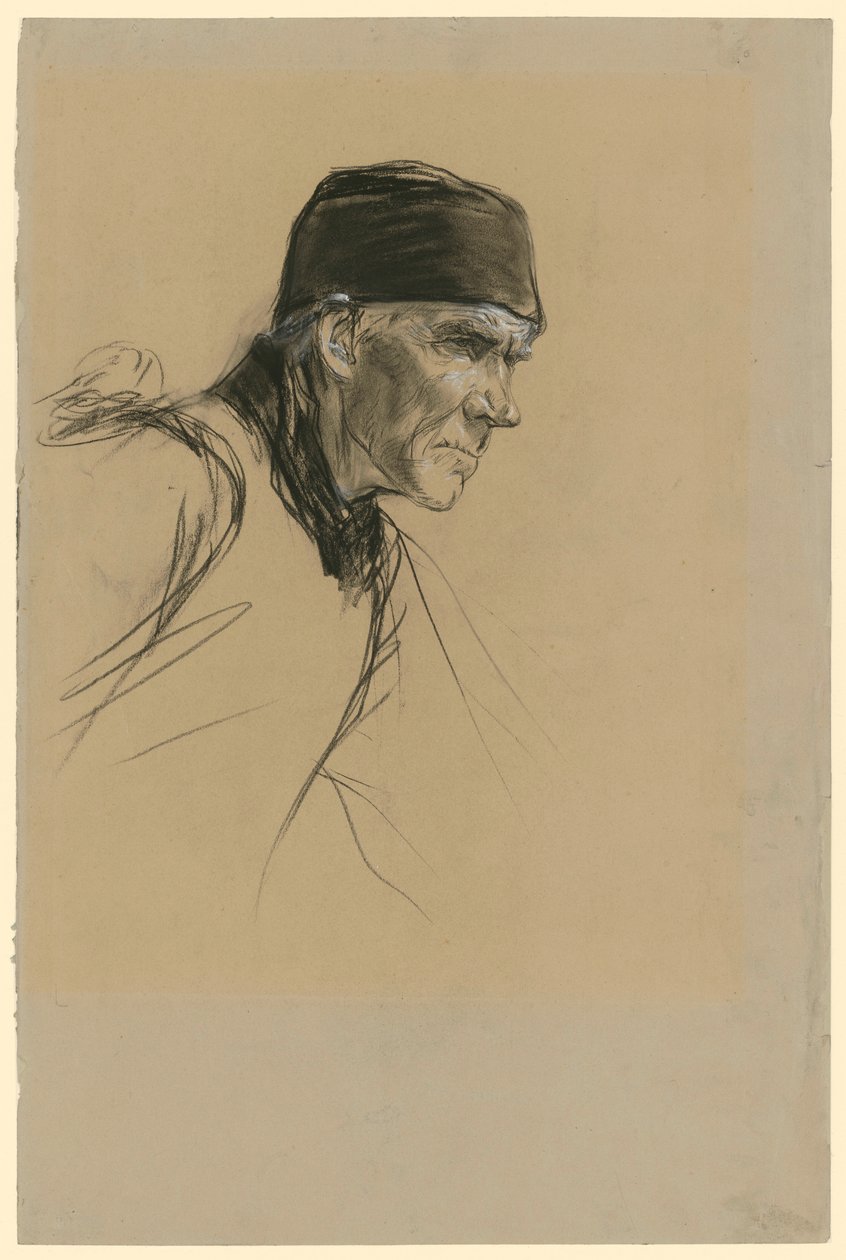 Testa di un contadino olandese (studio per il dipinto "Contadino che cammina") da Max Liebermann
