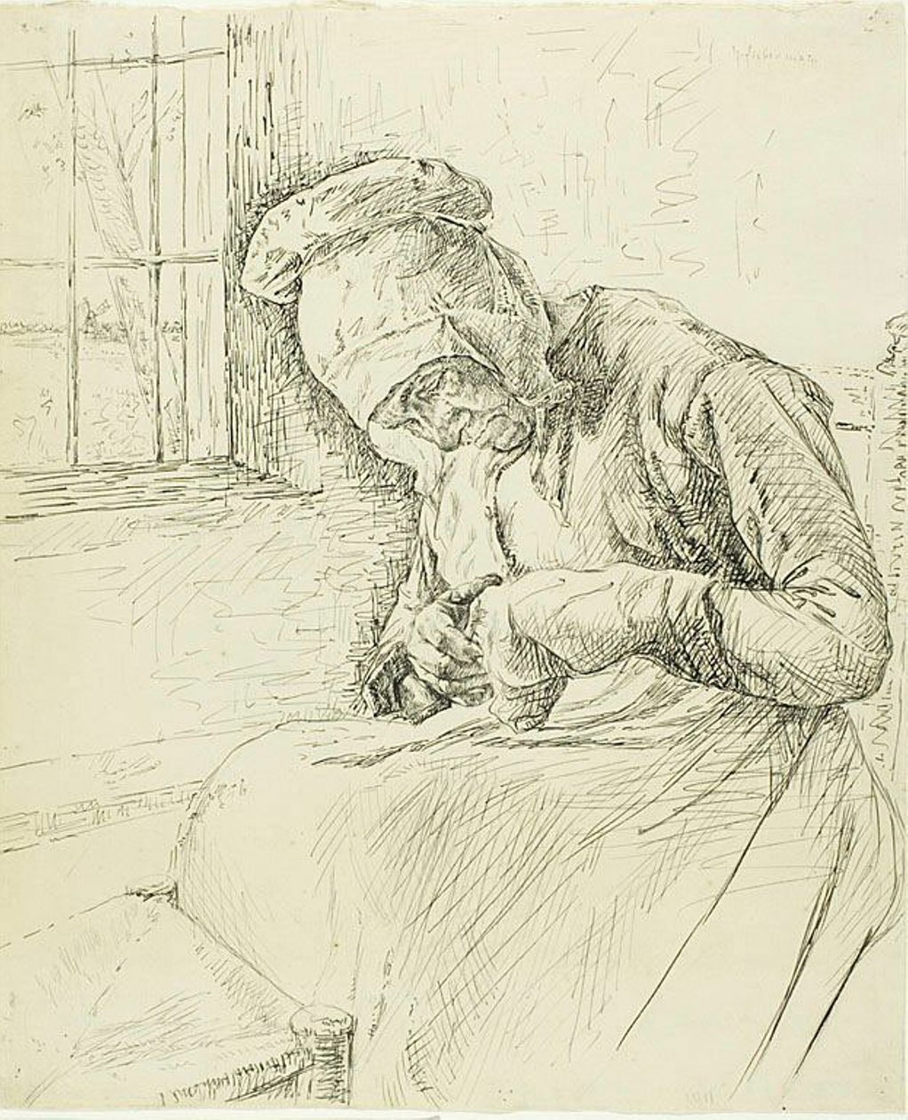 Vecchia che rammenda alla finestra da Max Liebermann
