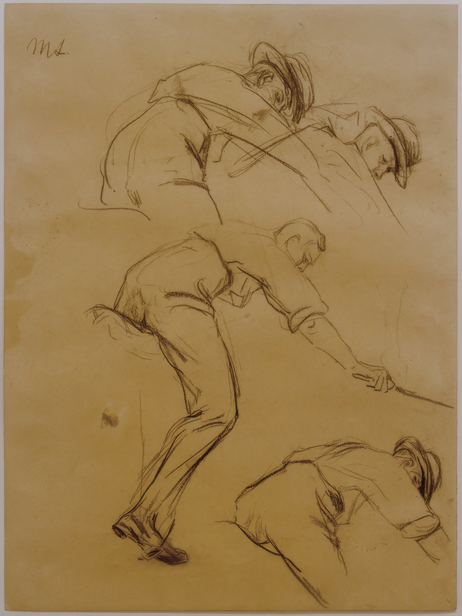Giocatori di polo, tre cavalieri verso destra - studio da Max Liebermann