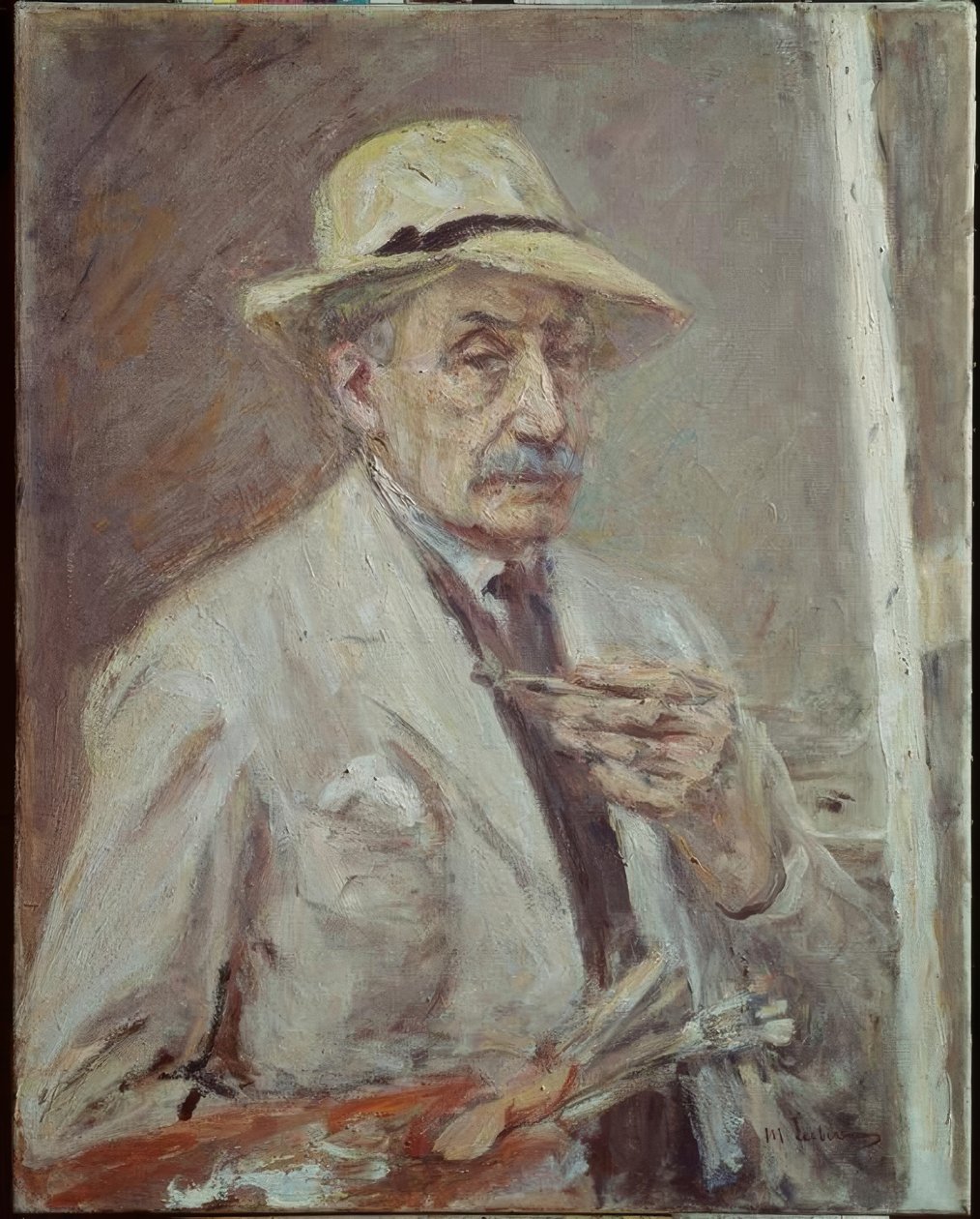 Autoritratto con camice da pittore e cappello da Max Liebermann