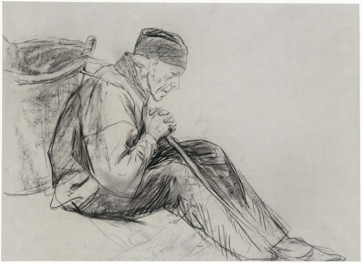 Contadino seduto di profilo da Max Liebermann