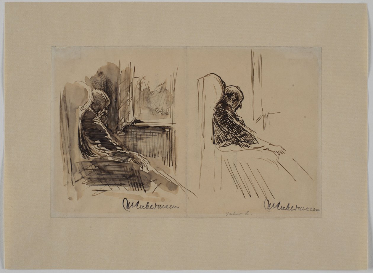 Due ritratti di suo padre Louis Liebermann sulla poltrona da Max Liebermann