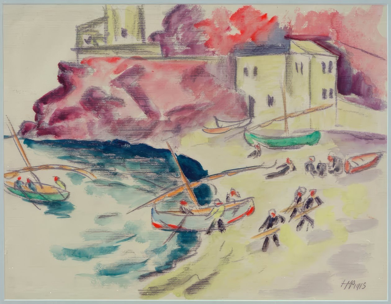 Baia portuale con pescatori da Max Pechstein